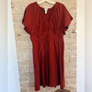 Ava & Viv Terracotta V-Neck Dress